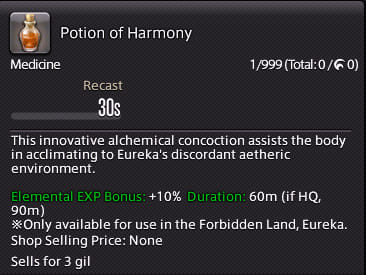 potion of harmony - GameCraftGather - FFXIV