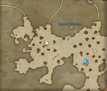 Map of the Central Shroud showing where the Beastmaster unlock quest continues