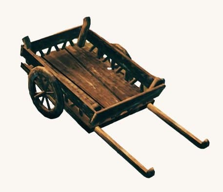 A cart. Slow, awkward on rough ground, and still often the best way to move a lot of iron.